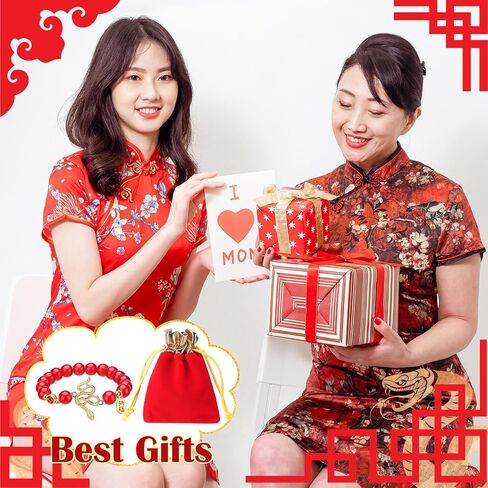24pcs 2025 Chinese New Year Snake Beaded Charm Bracelets Set Including 12pcs Adjustable Red Beaded Bracelet and 12pcs Velvet Bags Charm Bracelet Lucky Zodiac Charm Bracelet Gift for Women Men in Saudi Arabia