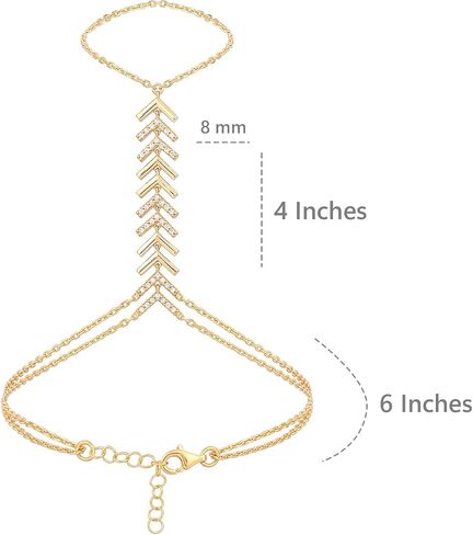 18K Gold Vermeil Bracelet Ring Hand Chain, Adjustable Finger Bracelet, Dainty Charm Hand Jewelry for Women, Valentine's Day, Birthday Gifts for Her in Saudi Arabia
