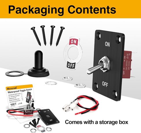 Waterproof Toggle Switch 12V 30A Heavy Duty SPST 2 Pin ON-Off with Boot Cover and Mounting Panel Kit, Marine Automotive Car Boat Truck Electrical Switch for Reliable Power Control – 1 Pack in Saudi Arabia