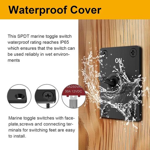 Waterproof Toggle Switch 12V 30A Heavy Duty SPST 2 Pin ON-Off with Boot Cover and Mounting Panel Kit, Marine Automotive Car Boat Truck Electrical Switch for Reliable Power Control – 1 Pack in Saudi Arabia