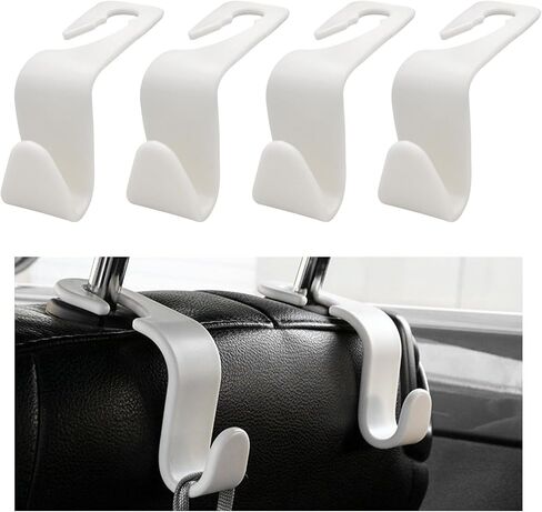 4 PCS Car Seat Headrest Hooks, Auto Seat Hook Hangers Storage Organizer, Back Seat Hanger for Car Handbag Clothes Coats Grocery Bags, Universal Interior Car Accessories (Carbon Fiber) in Kuwait