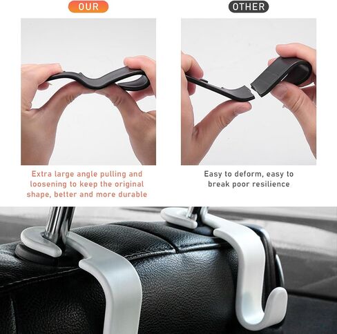 4 PCS Car Seat Headrest Hooks, Auto Seat Hook Hangers Storage Organizer, Back Seat Hanger for Car Handbag Clothes Coats Grocery Bags, Universal Interior Car Accessories (Carbon Fiber) in Kuwait