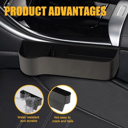 2PCS Car Seat Gap Filler Organizer, Leather Multifunctional Car Seat Organizer, Console Side Storage Box with Cup Holders, Accessories Car Seat Storage Box Universal for Cars (Black) in Kuwait