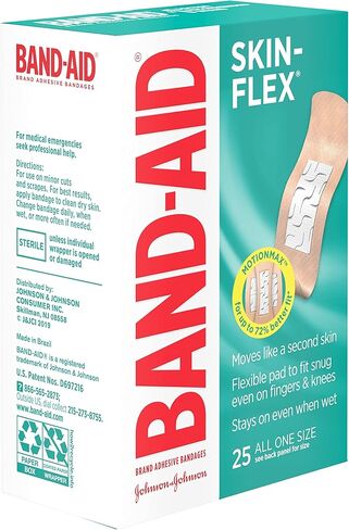 ضمادات لاصقة مرنة من ماركة Band-Aid للإسعافات الأولية والعناية بالجروح من الجروح والخدوش والحروق الطفيفة، ضمادات معقمة مرنة رائعة للأصابع واليدين والركبتين، مقاس واحد، 25 قيراط in Kuwait