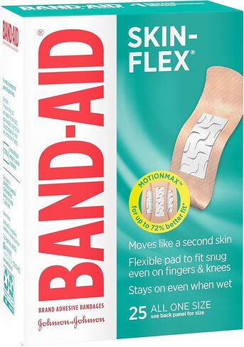 ضمادات لاصقة مرنة من ماركة Band-Aid للإسعافات الأولية والعناية بالجروح من الجروح والخدوش والحروق الطفيفة، ضمادات معقمة مرنة رائعة للأصابع واليدين والركبتين، مقاس واحد، 25 قيراط in Kuwait