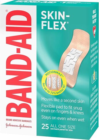 ضمادات لاصقة مرنة من ماركة Band-Aid للإسعافات الأولية والعناية بالجروح من الجروح والخدوش والحروق الطفيفة، ضمادات معقمة مرنة رائعة للأصابع واليدين والركبتين، مقاس واحد، 25 قيراط in Kuwait