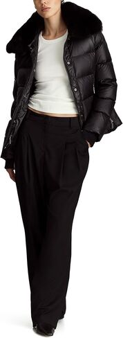 Essential Puffer Jacket With Detachable Genuine Shearling Collar and Cuffs in Saudi Arabia