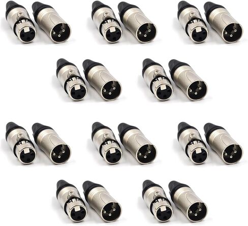 (16 Pack) 3-Pin XLR Cable Connector 8 Male & 8 Female Solder Type Microphone Line Plug Connector Mic Audio Socket, Black Housing Silver Contacts in Saudi Arabia