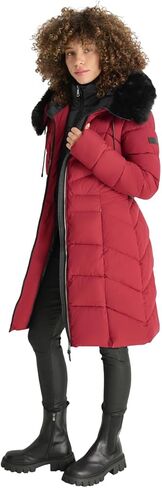 DKNY Women's Bib-Front Faux-Fur Trim Hooded Long in Saudi Arabia