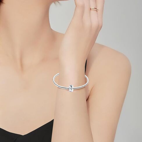 Clip Spacer Charm for Bracelets for Women 925 Sterling Silver Pave Cubic Zirconia Clip Lock Spacer Stopper Charm Fit for Bracelets Necklace Jewelry Gift for Women in Saudi Arabia