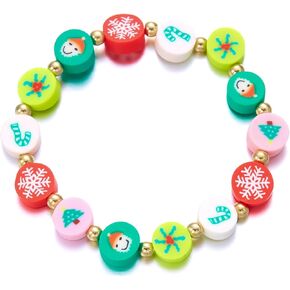 Christmas Bracelet for Women Santa Claus Snowman Bracelet Christmas Tree Beaded Stretch Bracelet Christmas Snowflake Candy Bracelet Christmas Festival Jewelry