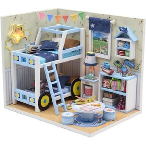 Flever Dollhouse Miniature DIY House Kit Creative Room with Furniture and Cover for Romantic Artwork Gift (Blooming Summer Day)