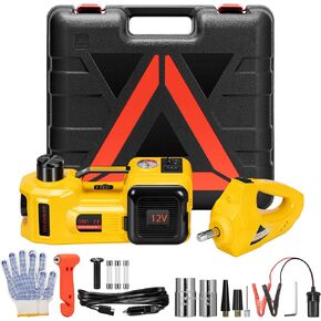 VIVOHOME Electric Car Jack 5 Ton 12V, 4 in 1 Hydraulic Floor Jack 6.1"-20.9" Lifting Range, Portable Emergency Car Lift with Impact Wrench & Tire Inflator for SUV MPV Truck