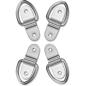 STEEL HAWK Surgical Stainless D Ring Tie Downs Cargo Trailer Anchors Points, Surface Mounting Brackets – Surface-Mount/Bolt-on Applications, 4 / Pack
