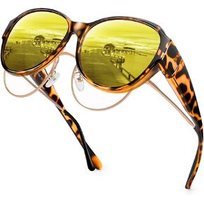 URUMQI Night Vision Driving Glasses for Women Anti Glare Fit Over Glasses, Polarized Night Time Glasses HD Yellow Lens