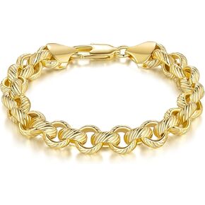 Bracelets 14K Gold Bracelets for Women Round-Edged O-Shaped Cable Chain Bracelet for Women Elegant Gifts for Women Men Gold Jewelry Gifts