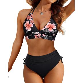 Tempt Me Women High Waisted Bikini Set Two Piece Push Up Bathing Suits Halter Swimsuits with Bottoms in Saudi Arabia