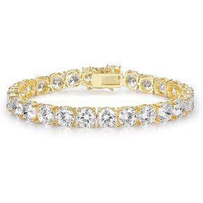 Gemsme 7.0mm Tennis Bracelet,18K White/Yellow Gold Plated 7.0mm Round Cubic Zirconia Classic Tennis Bracelet For Men and Women