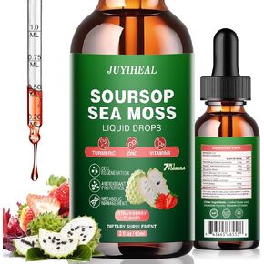 4 Fl Oz Soursop Graviola Liquid Drop for Cell Support, Immune Boost, Soursop Bitters Liquid, Herbal Goodness, Sugar/Gluten Free, Natural Flavor, 4 Fl Oz