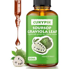 4 Fl Oz Soursop Graviola Liquid Drop for Cell Support, Immune Boost, Soursop Bitters Liquid, Herbal Goodness, Sugar/Gluten Free, Natural Flavor, 4 Fl Oz