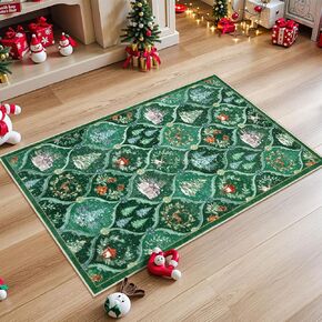 Lahome Christmas Rug, 2x3 Kitchen Christmas Rugs for Entryway Ultra-Thin Washable Christmas Rugs Indoor, Red Door Mat Indoor Entrance Holiday Carpet for Entry Bedroom(2x3ft,Red)