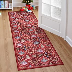 Lahome Christmas Rug, 2x3 Kitchen Christmas Rugs for Entryway Ultra-Thin Washable Christmas Rugs Indoor, Red Door Mat Indoor Entrance Holiday Carpet for Entry Bedroom(2x3ft,Red)