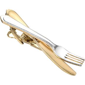 Yoursfs فريد شوكة وسكين مشبك التعادل للرجال الذهب والفضة 316L الفولاذ المقاوم للصدأ شريط رابطة عنق دبوس الجدة الرجال المجوهرات هدية in Kuwait