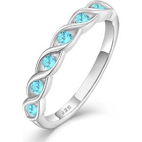 Twisted Stackable Rings 925 Sterling Silver Infinity Eternity Ring for Women Birthstone Stacking Band Size 5-10