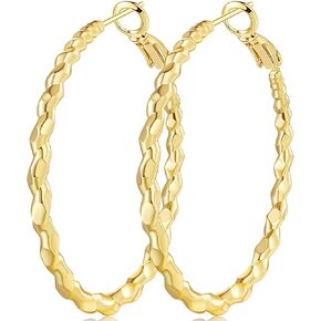 Hoop Earrings 14K Gold Hoops Earrings for Women Radiant Gold Earrings Hoops Twisted Big Hoop Earrings Gold Earrings Jewelry 40mm