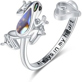Palpitate Frog Rings Frog Rings for Women Animal Heart Rings 925 Sterling Silver Open Adjustable Rings Frog Gifts Frog Jewelry