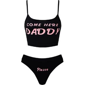 PROMOTED TO BIG SISTER Women Come Here Daddy Please Sexy Lingerie Set Underwear Tank Tops and Panty Pajamas Sleepwear