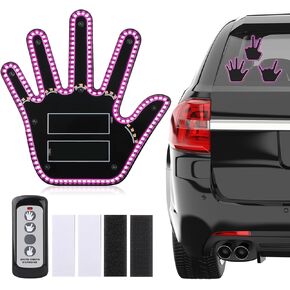 ضوء إصبع السيارة مع جهاز تحكم عن بعد - إصبع مضيء لنافذة السيارة الخلفية، لافتة LED لغضب الطريق مع 4 إيماءات يدوية، إشارة يد للشاحنة in Kuwait