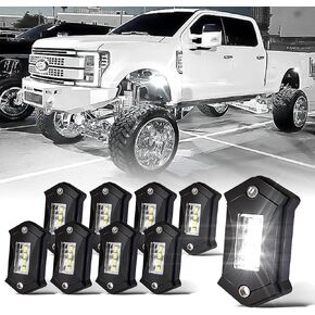R3 LED White Rock Lights 6000K Super Bright Rock Lights White for Truck SUV UTV ATV RZR Offroad Car Boat Underglow Lights High Power Underbody Glow Neon Trail Rig Lamps 20Pods