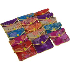Baitaihem 15 Pack Jewelry Purse Pouch Gift Bags Chinese Silk Style Brocade Embroidered Bag,Red(Small&Medium&Large)