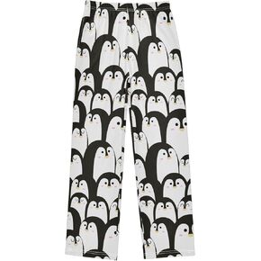Cute Penguin Black White Boy's Pajama Pants Kids Boys Long Sleep PJ Pant Pajama Bottoms Elastic Waist Lounge Pants with 2 Pockets L