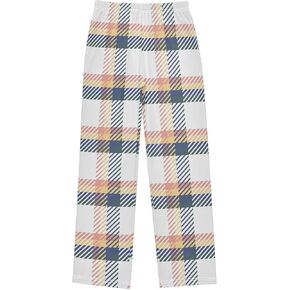 Boys Pajama Pants Orange Black Buffalo Plaid Elastic Waist Lounge Pajama Bottoms with 2 Pockets Soft Sleep Pjs L