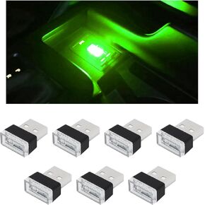 7 PCS USB LED Car Interior Atmosphere Lamp, Mini Plug-in USB Interface Decoration Night Light, Portable Auto Ambient Lighting, Universal Interior Car Accessories for Laptop (White)