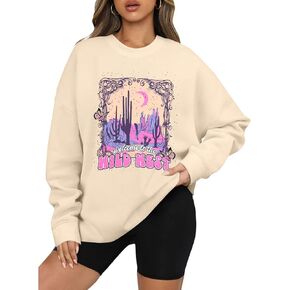 LUKYCILD Western Shirts for Women Oversized Sweatshirt Wild West Sweatshirt Cowgirl Rodeo Shirt Graphic Long Sleeve Pullover