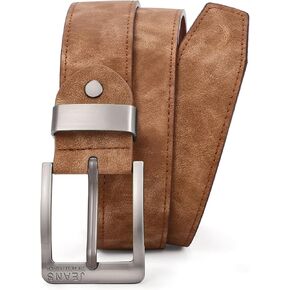 Mens PU Leather Belts for Jeans Work Belts for Men Women Alloy Buckle Casual Dress Belt 1-1/2"(38mm) Wide Gift Belts