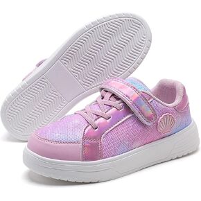 IceUnicorn Kids Girls Sneakers Lightweight Causal Walking Shoes Low Top Elastic Lace Sneaker with Hook and Loop(Toddler/Little Kid/Big Kid)