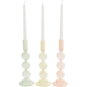 Deco 79 Glass Bubble Candle Holder, Set of 3 3" W, 10" H, Multi Colored