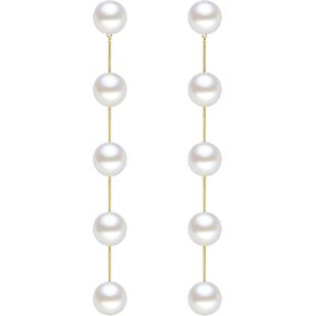 Long Pearl Earrings for Women 925 sterling silver Pearl Dangle Earrings Hypoallergenic Elegant Wedding Pearl Tassel Earrings for Bridal Christmas Gift…