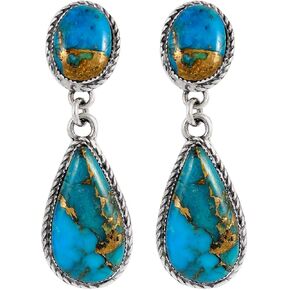 أقراط فيروزية من الفضة الإسترليني ومصنوع من النحاس والمجوهرات الفيروزية (دموع جريئة) in Kuwait