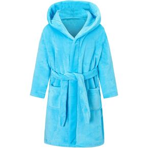 QZH.DUAO Girls Fleece Hooded Robes, Soft and Fuzzy Bathrobe Sleepwear for Girls Ages 4-12