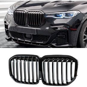 MAXDOM Replacement Front Upper Grill Fit for BMW (2023-2024) X7 G07 LCI – Gloss Black Single Slat ABS Grille