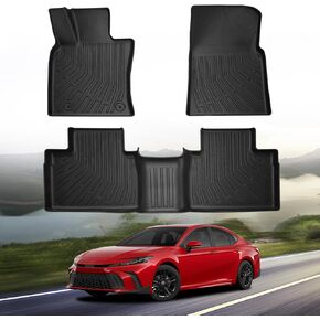 All Weather Car Floor Mats for Toyota Camry 2025 (Include Hybrid), Custom Fit TPE Easy Clean Durable Floor Liners Full Set Car Mats for Toyota Camry 2025 Accessories, Black Automotive Floor Mats