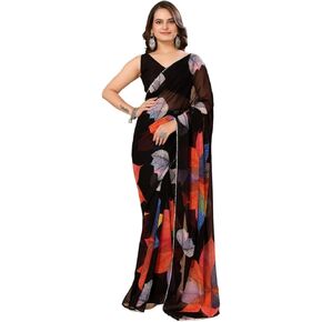 DIVUS Ready to wear Pre draped Prestitched one min readymade Designer Parywear saree with Unstitch Blouse