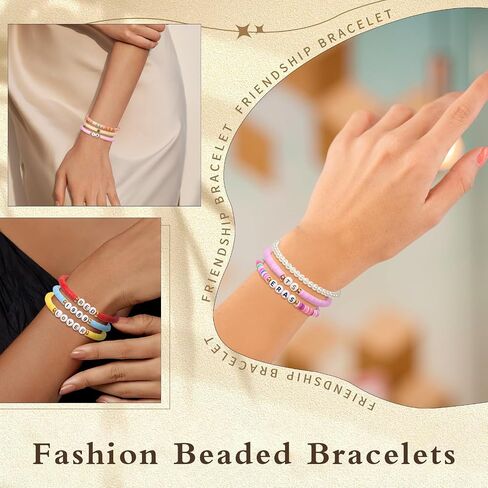 11Pcs Friendship Bracelets For Women, Colorful Friendship Bracelets, Surfer Heishi Clay Bead Bracelets Stretch Preppy Bracelets Stackable Boho Concert Bracelets for Women Fans in Saudi Arabia