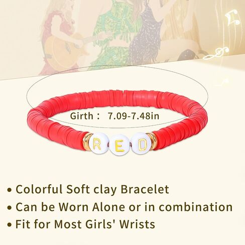 11Pcs Friendship Bracelets For Women, Colorful Friendship Bracelets, Surfer Heishi Clay Bead Bracelets Stretch Preppy Bracelets Stackable Boho Concert Bracelets for Women Fans in Saudi Arabia