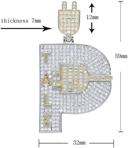 Iced Out Shiny Plug Talk Letter Shape Pendant Necklaces for Men Women Silver Color in Saudi Arabia